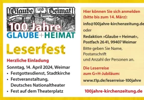 Leserfest Einladung | Foto: (c) "Glaube+Heimat"